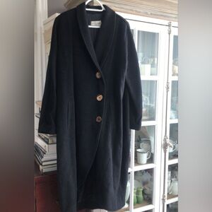 IVAN GRUNDAHL Black Long Wool Angora Coat, XL